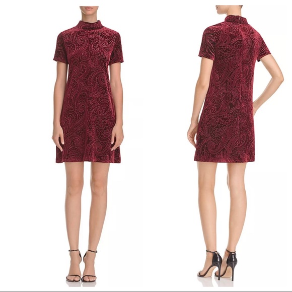 AQUA Paisley Embossed Velvet Womens Dress - Picture 1 of 6